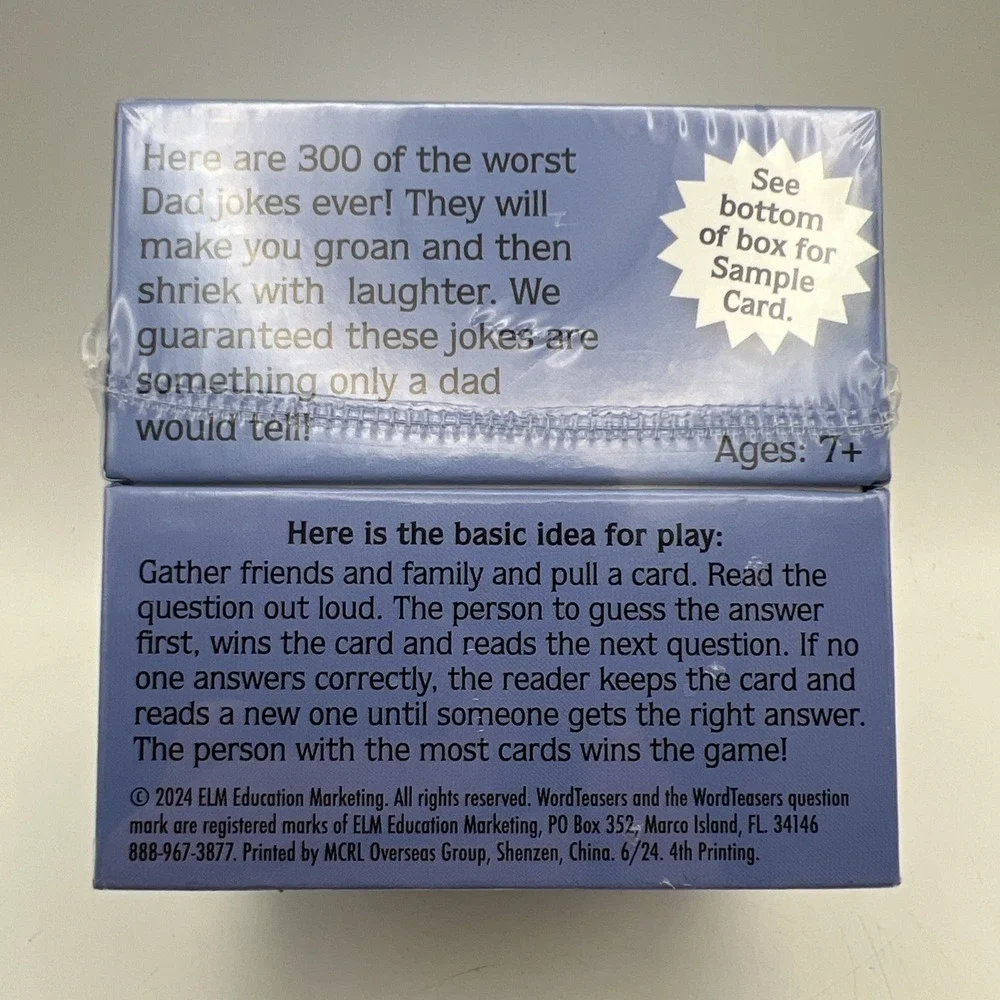 The Worst Dad Jokes Card Game New Sealed Funny Family Party Game